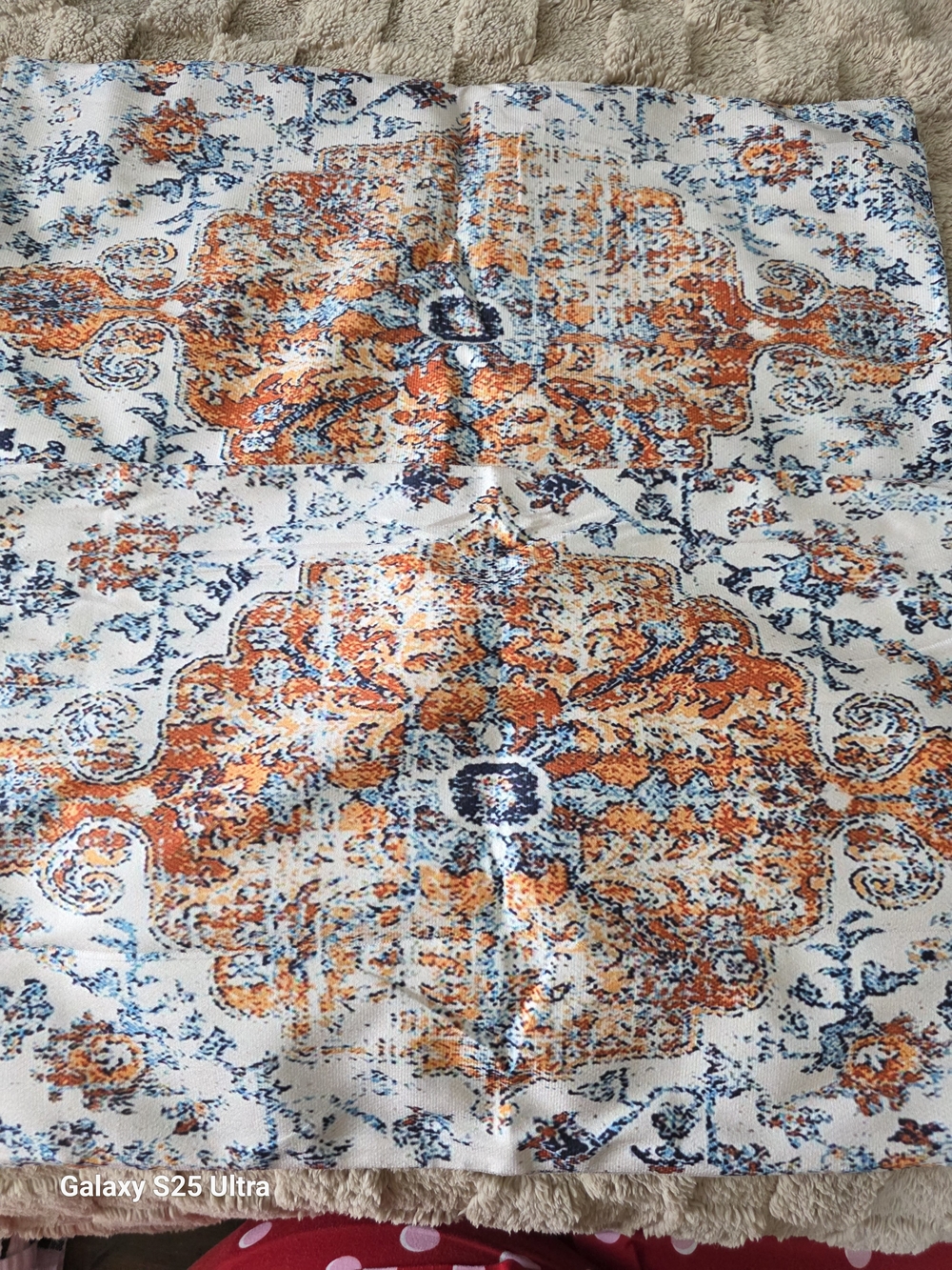 Boho Pillow Covers with Rustic Orange and Blue Medallion Pattern